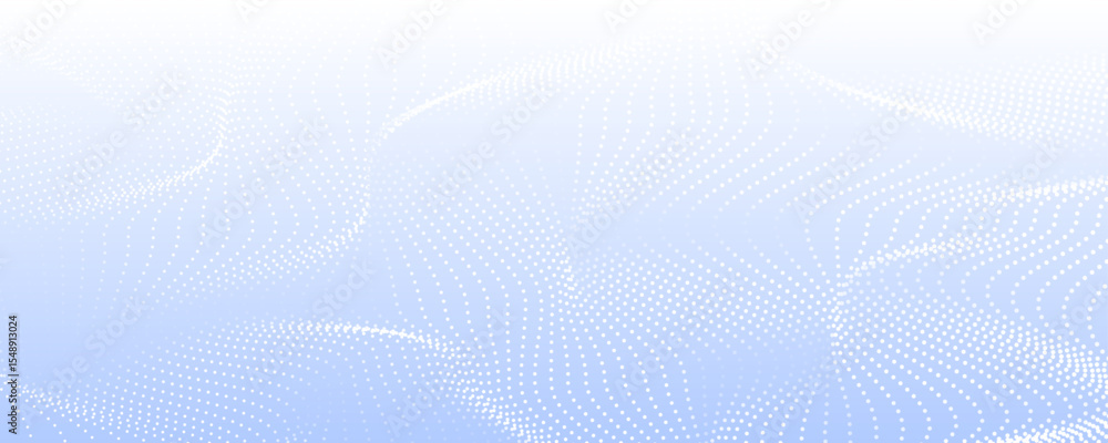 Poster white waves abstract background. big data visualization on bright space with dotted lines effect dec