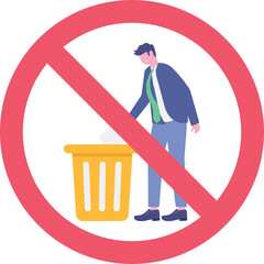 Trash bin sign .No rubbish . character life .


