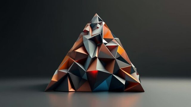 Pyramid made of stacked red pyramids with festive and geometric 4k Abstract background video