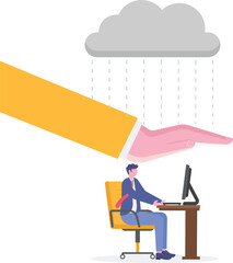 Employee care benefit, worker insurance or protection, boss or manager to protect team and colleagues

