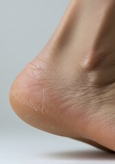 Fototapeta premium Close up of dry bare heels. Foot callus care skincare concept