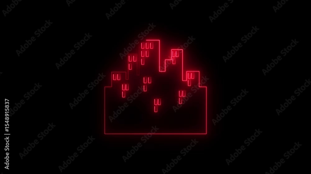 Poster abstract neon house icon isolated on black background.a building icon typically features a tall stru