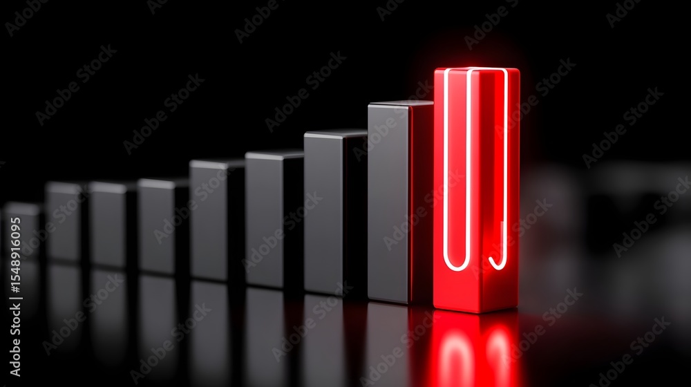 Poster illuminated graph representing growth and progress