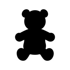 Silhouette of a Teddy Bear Sitting Upright on a White Background