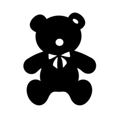 Black Teddy Bear with Bow Tie Illustration on a White Background