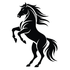 black vector silhouette of a powerful horse in pro