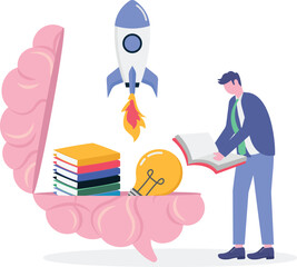 Upskill, learn new things or knowledge development for new skill and improve job qualification concept. character life .

