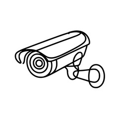 Single continuous line art illustration of a security camera