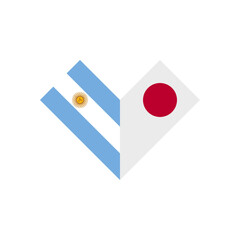 friendship concept. heart shape icon of argentina and japan flags. vector illustration isolated on white background