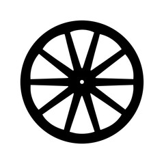 Obraz premium Stylized Black and White Wheel Illustration with Multiple Spokes Radiating Outward