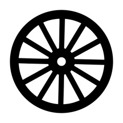 Fototapeta premium Minimalist vintage wagon wheel illustration with radiating spokes and central hub