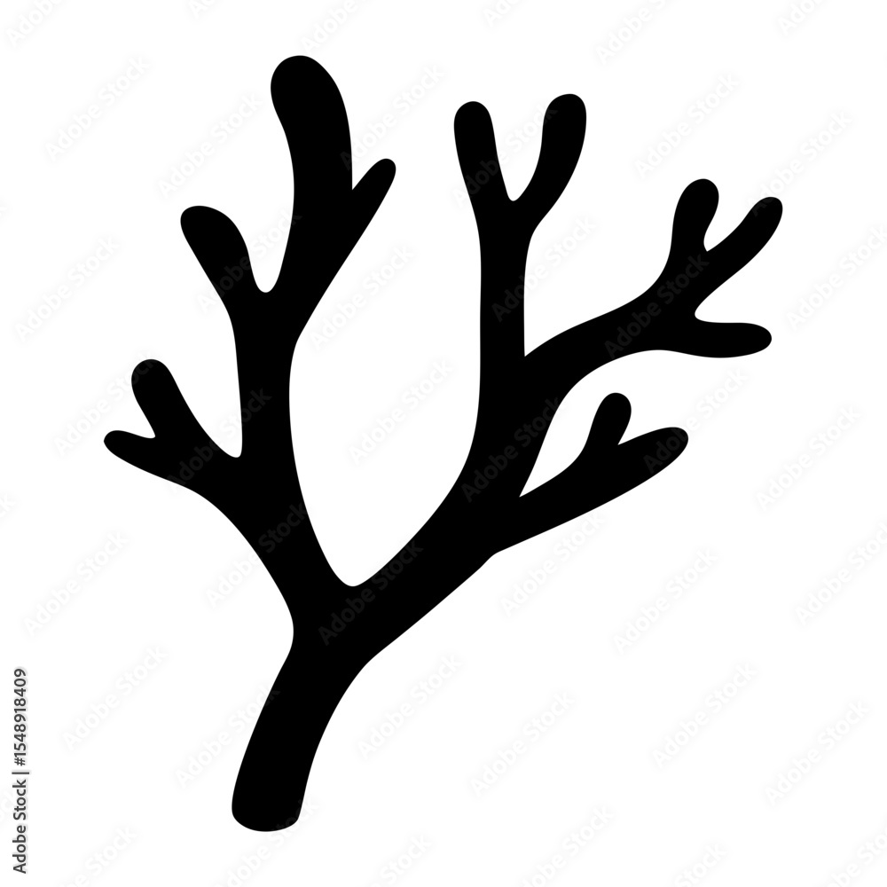 Poster abstract branching pattern with black shape on white background illustration element