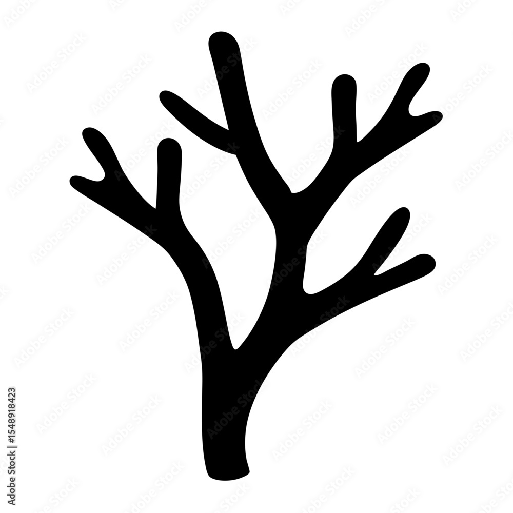 Poster abstract silhouette of a bare tree with branching limbs on white background