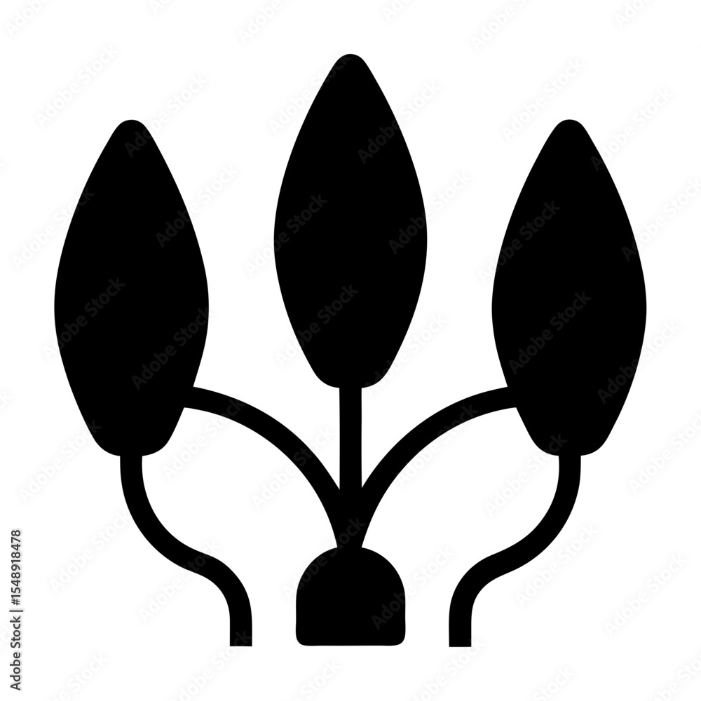 Poster abstract stylized tree with three elongated leaves and minimal design style
