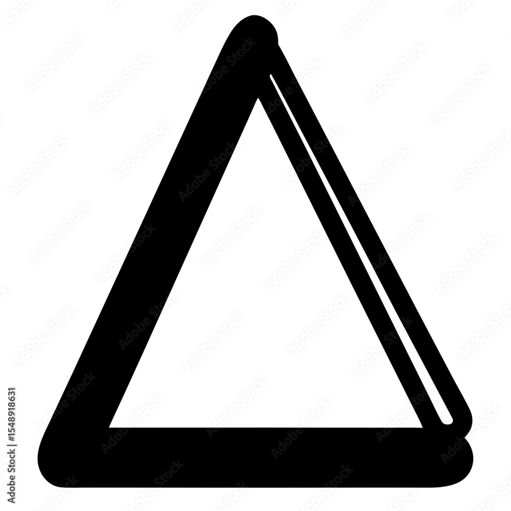 Poster black geometric triangle with rounded edges and double line design on white background