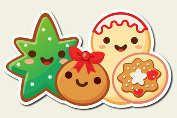 Cute Christmas Cookies with Smiling Faces and Festive Decorations Perfect for Holiday Cheer and Sweet Treats