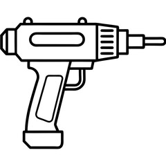 Minimalist Rivet Gun Line Art Illustration