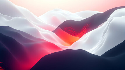 Naklejka premium Abstract landscape with smooth, flowing shapes and vibrant colors for modern design and backgrounds