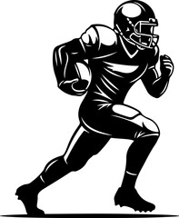 Silhouette of a football player in dynamic running position.