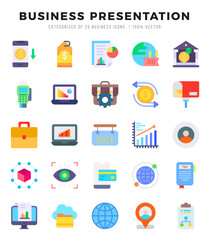 Business Presentation icons set. Vector illustration.