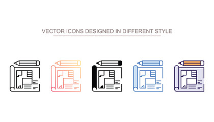Blueprint icon design with white background stock illustration