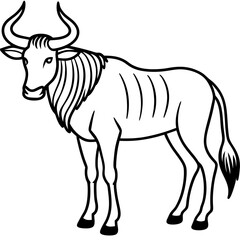 Minimalist Wildebeest Line Art Illustration
