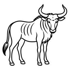 Minimalist Wildebeest Line Art Illustration