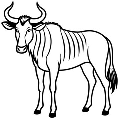 Minimalist Wildebeest Line Art Illustration