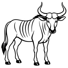 Minimalist Wildebeest Line Art Illustration
