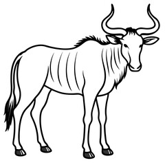 Minimalist Wildebeest Line Art Illustration