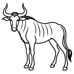 Minimalist Wildebeest Line Art Illustration