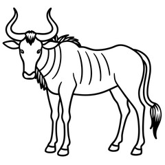 Minimalist Wildebeest Line Art Illustration