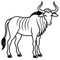 Minimalist Wildebeest Line Art Illustration