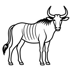 Minimalist Wildebeest Line Art Illustration