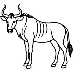 Minimalist Wildebeest Line Art Illustration