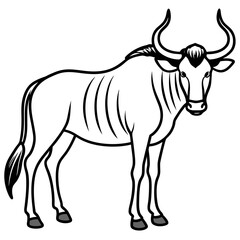 Minimalist Wildebeest Line Art Illustration
