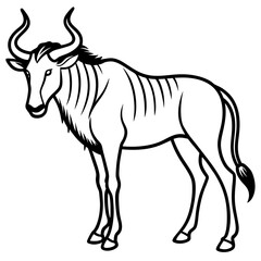 Minimalist Wildebeest Line Art Illustration