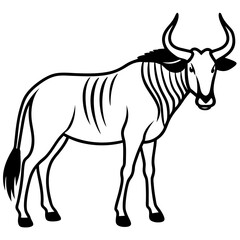 Minimalist Wildebeest Line Art Illustration