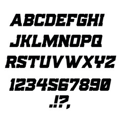 font alphabet, vector, letters, numbers, punctuation marks,