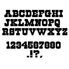 font alphabet, vector, letters, numbers, punctuation marks,