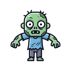 Obraz premium Cartoon Zombie Vector SVG Illustration with Creepy Facial Expression in Flat Design Style for Halloween and Horror Themes