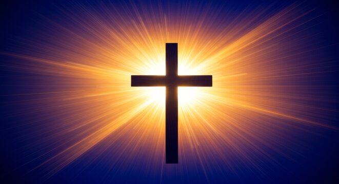 Abstract light behind cross representing resurrection or glory