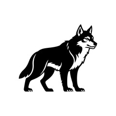 Obraz premium Minimalist Line Art Vector SVG Illustration of a Howling Wolf in Black and White Modern Geometric Style for Wildlife Nature Branding