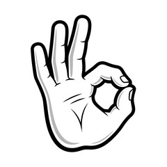 Obraz premium Vector Minimalist Line Art SVG Icon of Hand Gesturing OK Sign in Black and White Style for Web and App UI