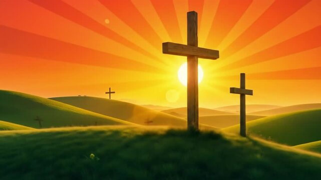 Majestic Sunrise Crosses: Easter Resurrection Christian Faith