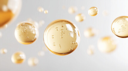 gold oil molecule, atomic structure shiny glass, abstract concept of medical, drops, science, technology energy, laboratory, chemical reaction,Cosmetic moisturizer essence, health care and beauty skin