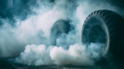 Vehicle Tire with White Smoke Effect