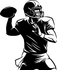 Focused American Football Quarterback Throwing a Pass