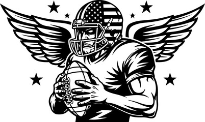 American Football Player with Wings, a Powerful Symbol of Patriotism.