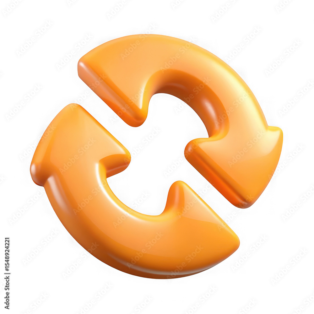 Poster shiny orange arrows arranged in a circular motion, symbolizing recycle or refresh